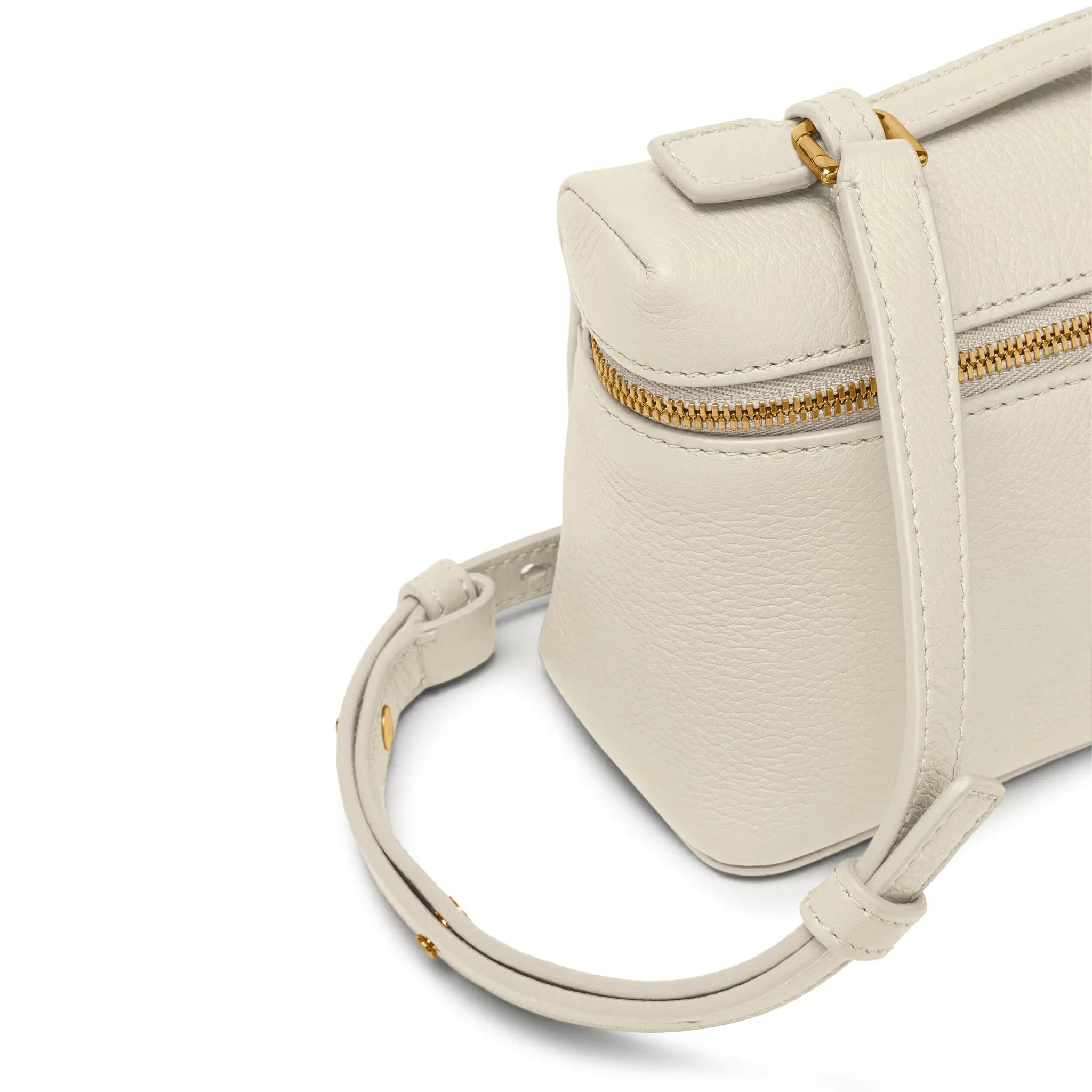 Upper Side View of Loro Piana Extra Pocket L19 Whisper White Sun Gold Shoulder Bag
